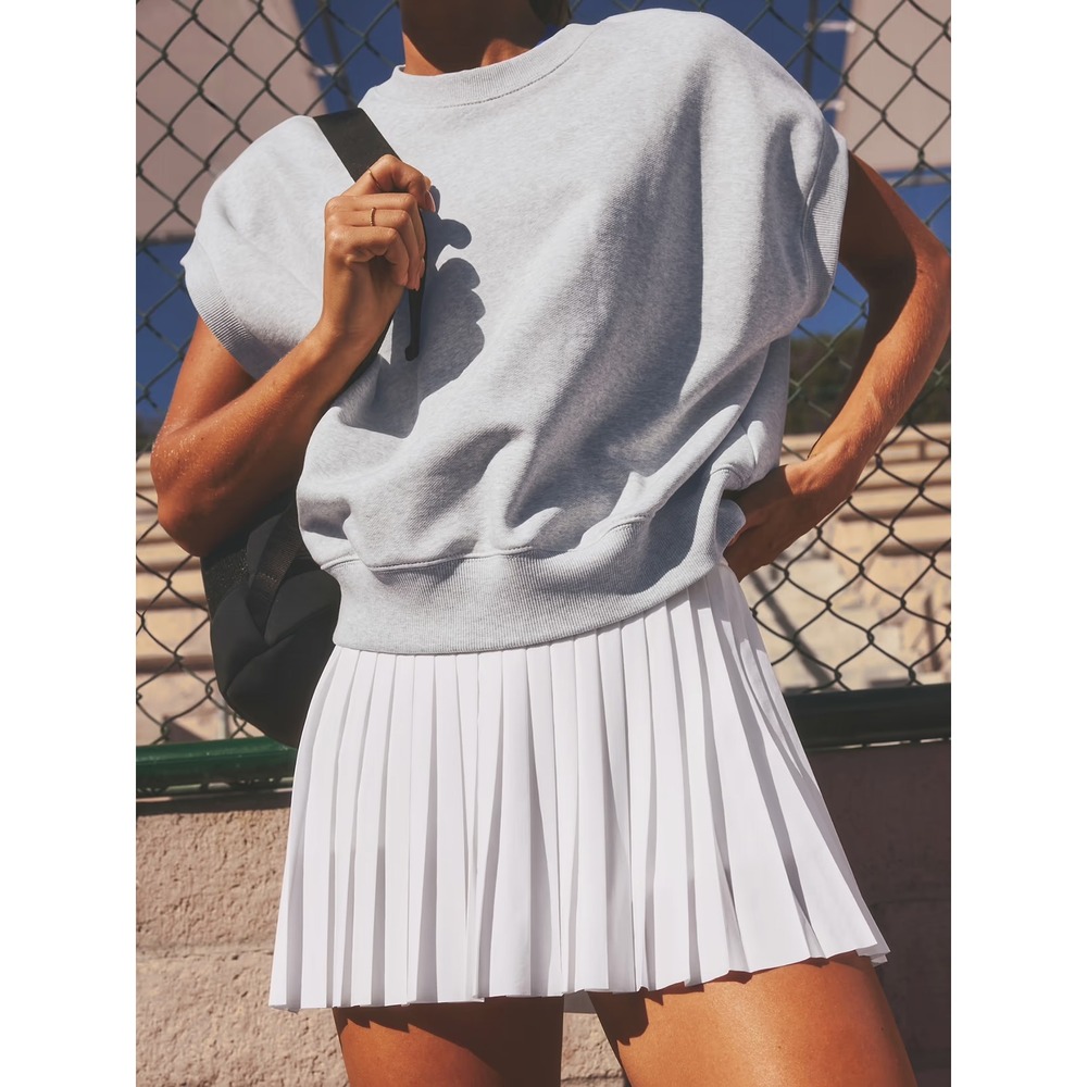 Athleta Match Point Pleated Skort White S Tennis Preppy Golf Workout Casual